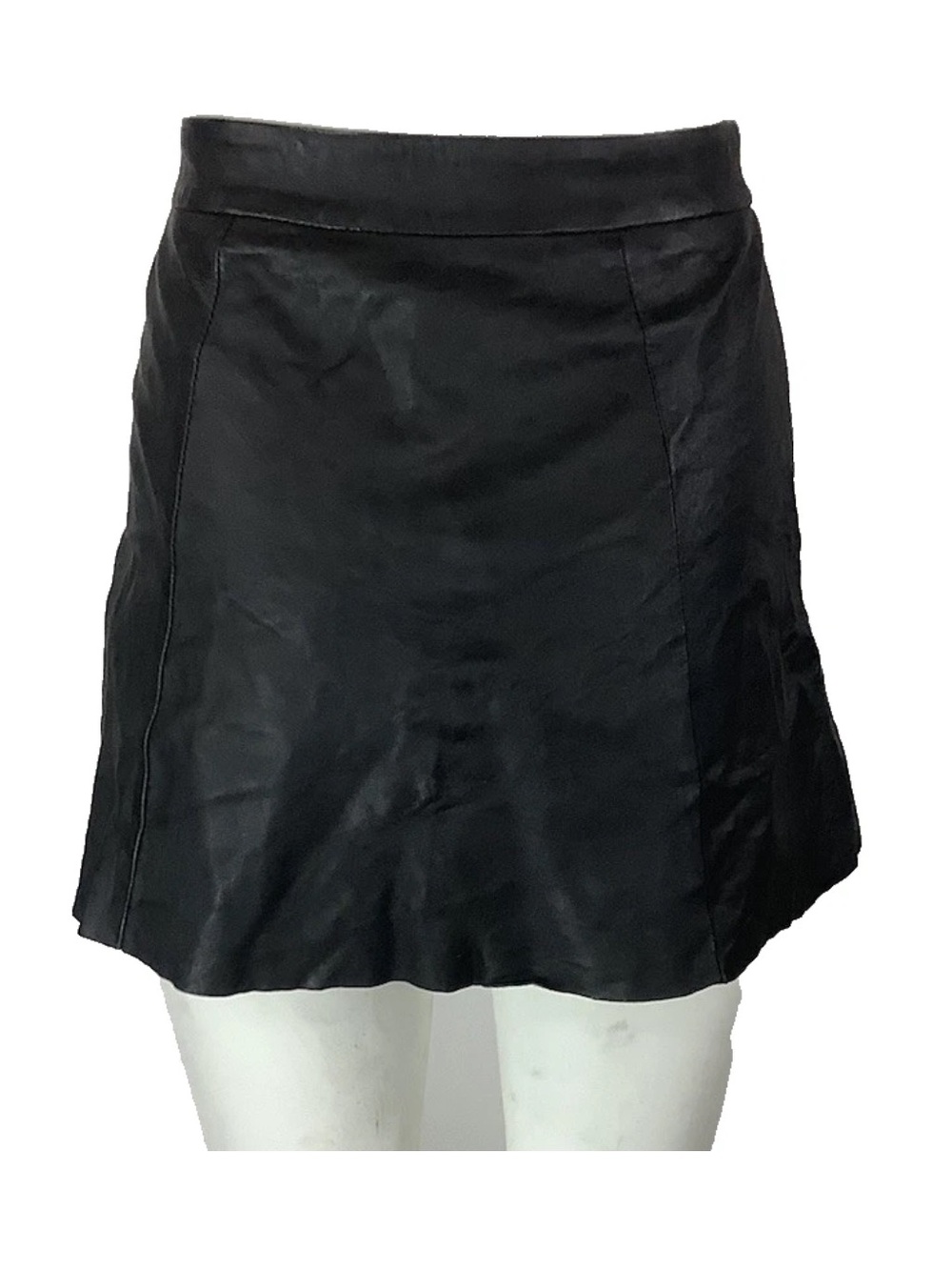 Allsaints Sz 2 Sens 100% Leather Full Zip Mini Rock Motorcycle Skirt Black